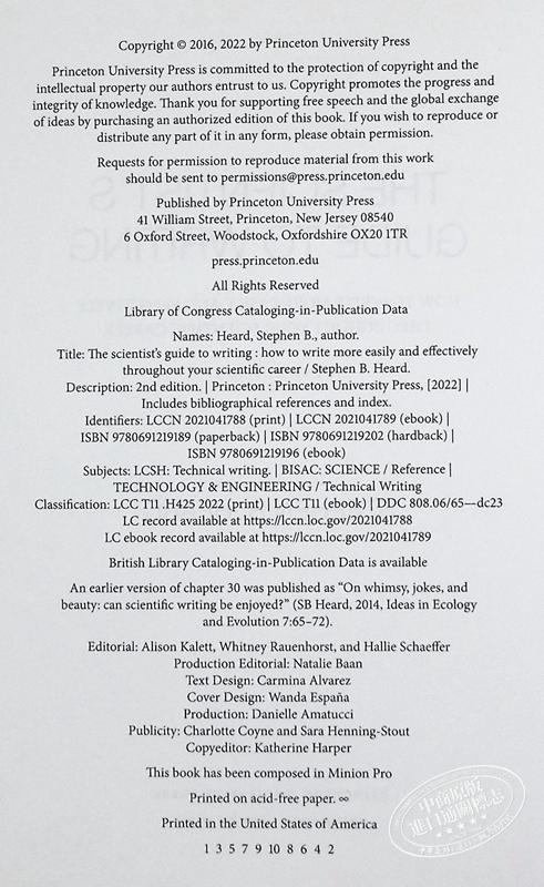 【中商原版】科学家写作指南 第2版 更容易和有效地写作 The Scientist s Guide to Writing 英文原版 Stephen B Heard 商品图3