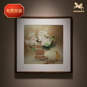铜师傅 手工錾刻 铜雕画《鸭趣图》客厅玄关沙发背景墙装饰画