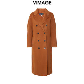 VIMAGE纬漫纪冬季新款翻领中长款保暖翻领大衣V1214818