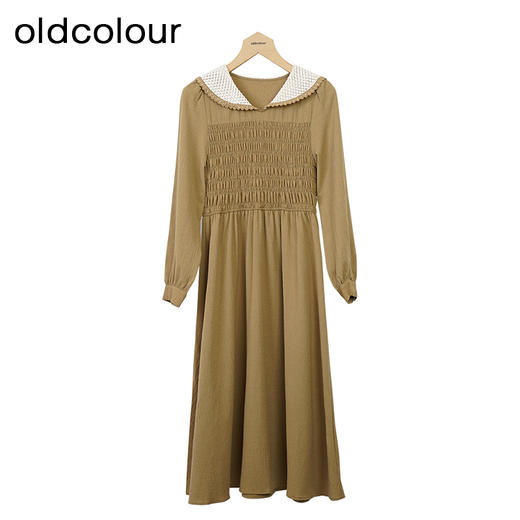 oldcolour森系气质洋装秋季新款高腰显瘦A字中长裙女GO31103019 商品图0