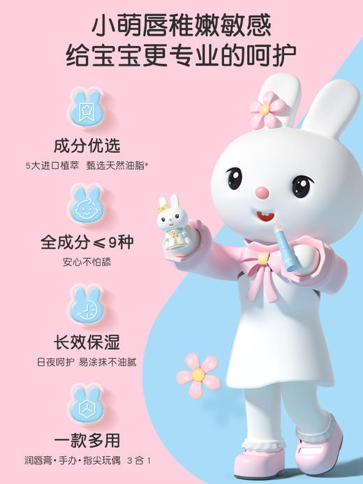 英氏兔子润唇膏儿童唇膏小男女孩专用宝宝滋润保湿护唇防干裂玩偶 商品图2