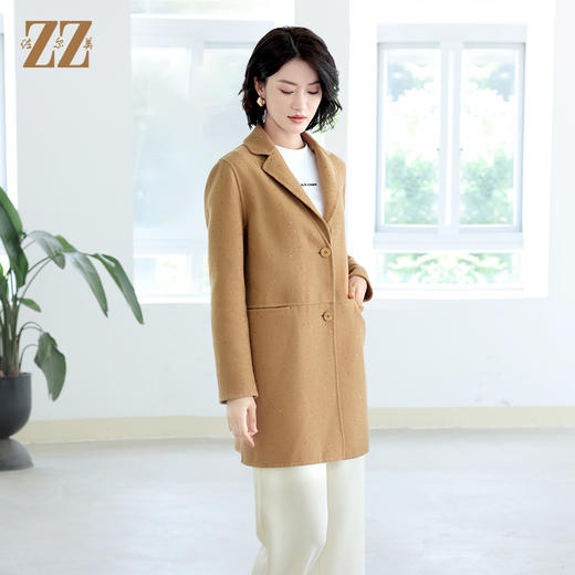 佐尔美秋冬新款 气质优雅鳞片羊毛双面呢大衣女E14SM09 商品图3
