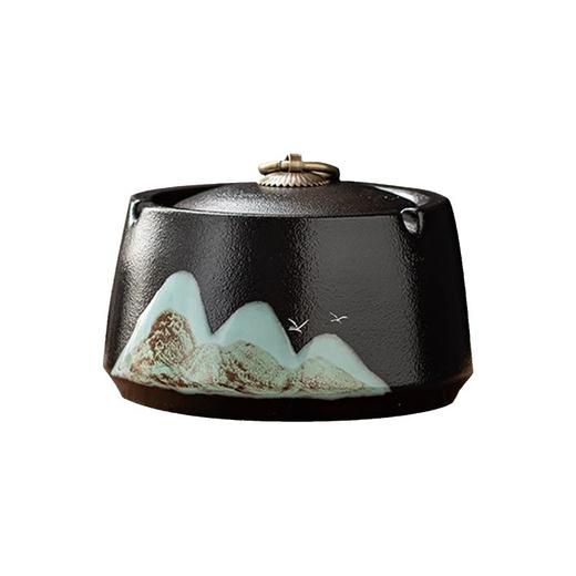 「远山系列！带盖烟灰缸」陶瓷烟灰缸大号防飞灰家用中式居家日用客厅创意潮流带盖宾馆办公室可雕刻 商品图4