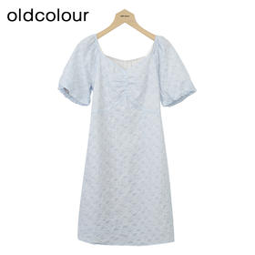oldcolour甜美泡泡袖洋装春秋季新款A字显瘦纯棉短裙GO31101818