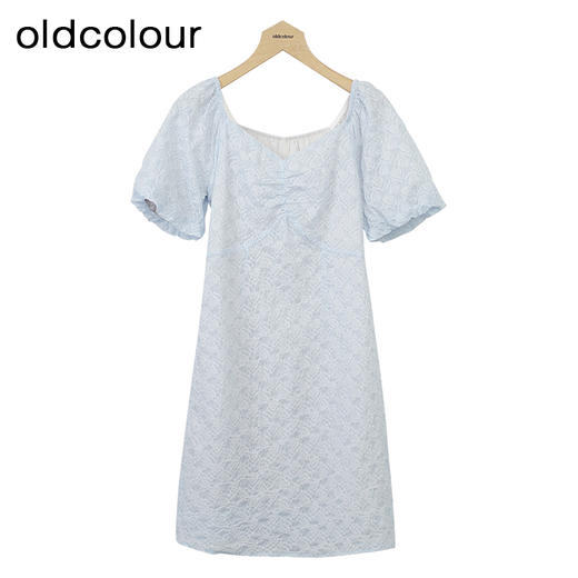 oldcolour甜美泡泡袖洋装春秋季新款A字显瘦纯棉短裙GO31101818 商品图0