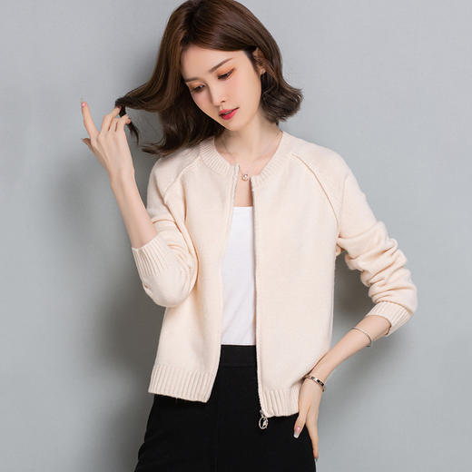 时尚洋气短款，高腰拉链棒球服针织开衫外套CC-tbrk-23180 商品图5