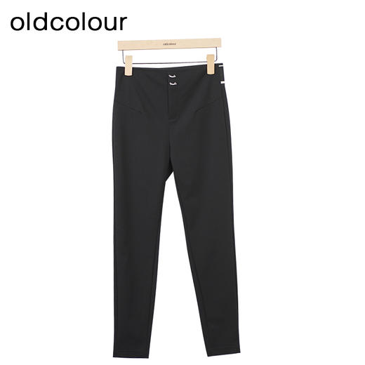 oldcolour黑色高腰休闲裤秋季新款修身收脚长款铅笔裤女O33073354 商品图0