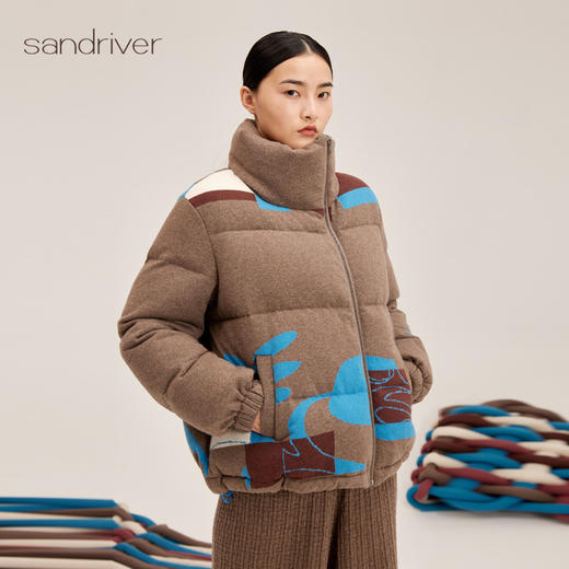 女款针织羊绒嵌花羽绒外套SJF95W473K 商品图3