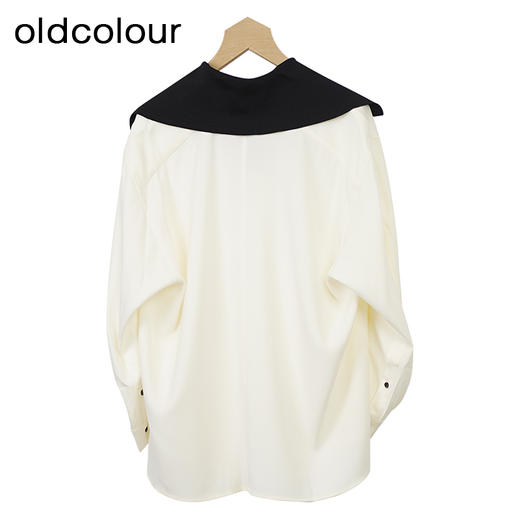 oldcolour简约长袖衬衫春秋季新款撞色宽松时尚套头上衣女O32013254 商品图1