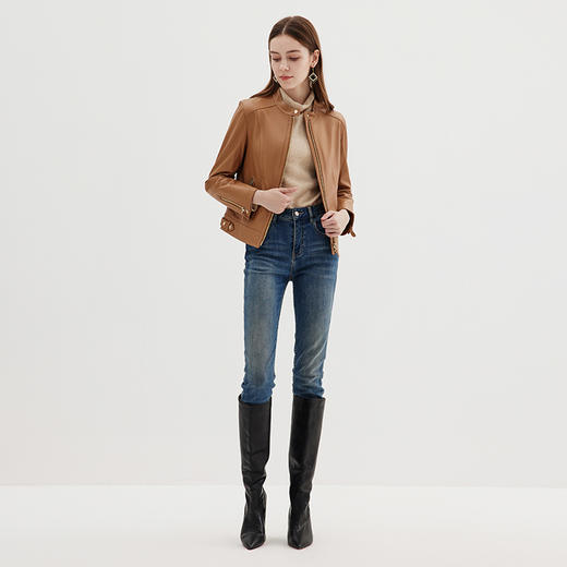 EITIE爱特爱冬季新款个性帅气纯色短款外套皮衣7293916 商品图3