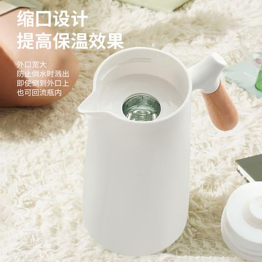 【超大容量！饮水的理想搭档】北欧家用保温壶木手柄玻璃内胆热水壶大容量咖啡壶礼品壶，木质把手设计，牢固耐用，缩口设计，提供保温效果。ry 商品图2
