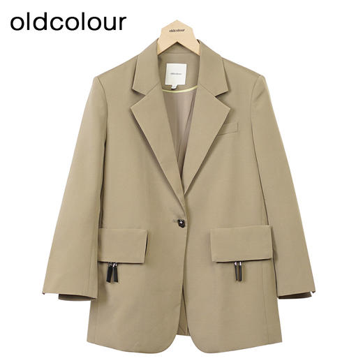 oldcolour卡其色西装外套秋季新款高级感宽松休闲西服女O32048205 商品图0