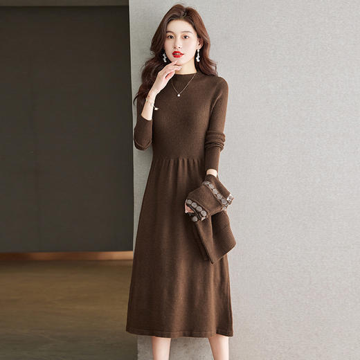气质收腰修身针织连衣裙，马甲配毛衣裙子两件套CC-22-8285 商品图1