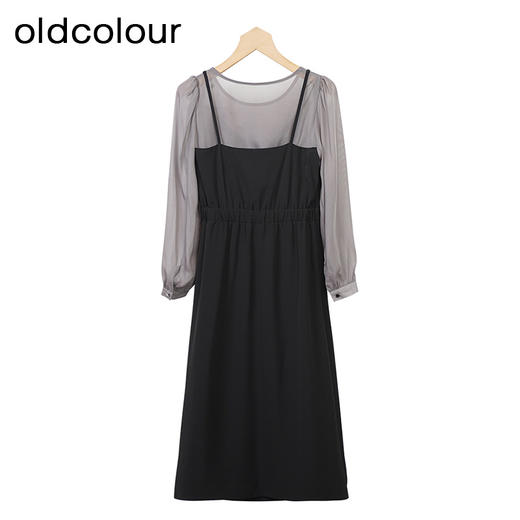 oldcolour高级感气质连衣裙秋季新款复古收腰中长裙GO31103898 商品图1