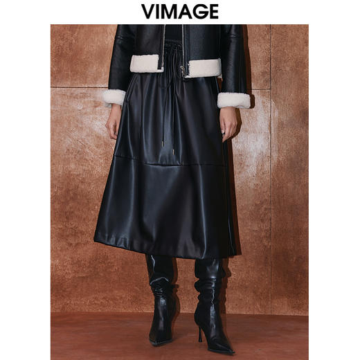VIMAGE纬漫纪冬季新款高腰时尚通勤显瘦a字半身裙V2006627 商品图5