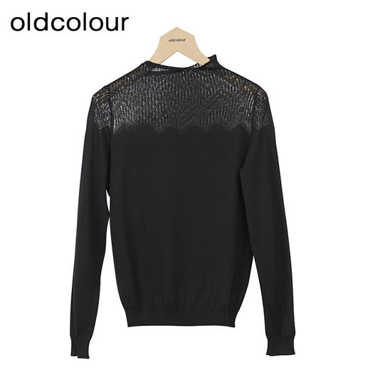 oldcolour设计感套头针织衫秋季新款镂空拼接半高领打底O34052425 商品图2