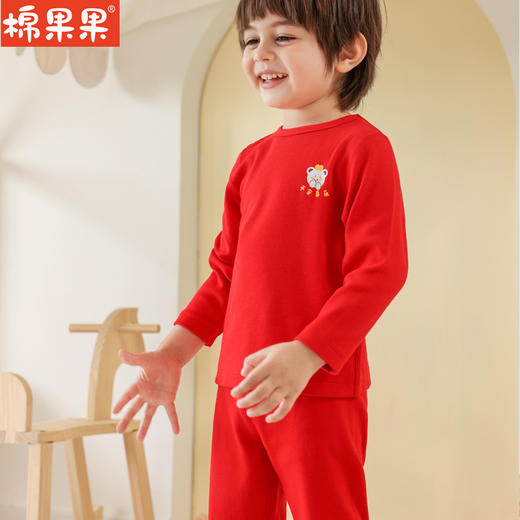 棉果果冬季新品内衣家居中小童80-130码5A抗菌套头套装M501302423704 商品图0