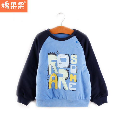棉果果冬季新品男童5A抗菌圆领套头夹棉卫衣M412180223673 商品图0