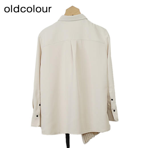 oldcolour时尚设计感衬衫秋季新款休闲百褶长袖上衣女O32013266 商品图1