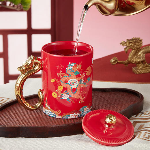 龙腾盛世 | 共禾京品Jing Republic中国风龙年陶瓷马克杯带盖礼盒（2色可选） 商品图3