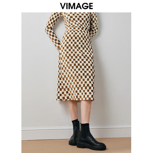 VIMAGE纬漫纪冬季新款气质修身显瘦高腰半身裙V2006625 商品图2