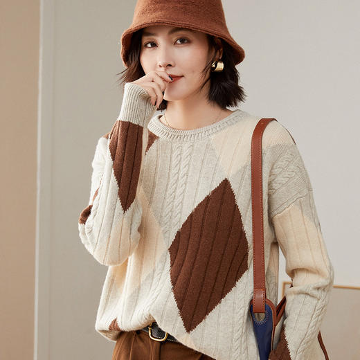 Avann菱形圆领纯羊毛衫-314 商品图1
