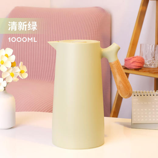 【超大容量！饮水的理想搭档】北欧家用保温壶木手柄玻璃内胆热水壶大容量咖啡壶礼品壶，木质把手设计，牢固耐用，缩口设计，提供保温效果。ry 商品图7