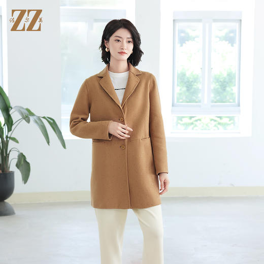 佐尔美秋冬新款 气质优雅鳞片羊毛双面呢大衣女E14SM09 商品图1