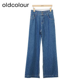 oldcolour复古高腰牛仔裤秋季新款宽松显瘦长款直筒裤女O34113455