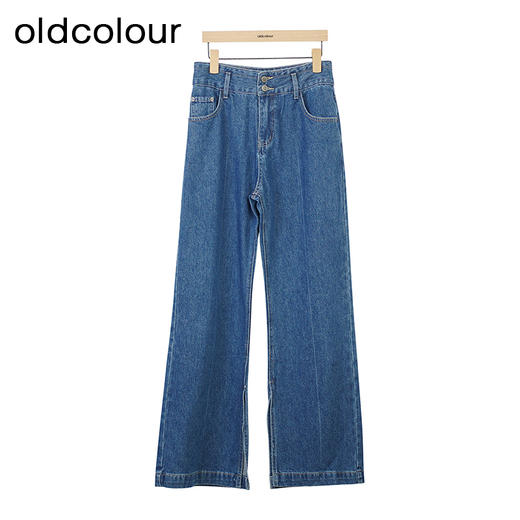 oldcolour复古高腰牛仔裤秋季新款宽松显瘦长款直筒裤女O34113455 商品图0