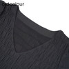 oldcolour黑色V领洋装秋季新款高腰显瘦A字中长裙女GO31101820 商品缩略图3