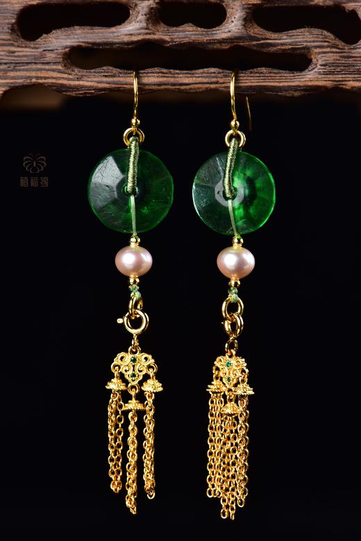 【绿影】绿琉璃珍珠耳坠   zx2310055 商品图1