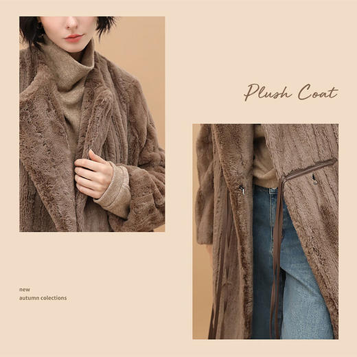 COCOBELLA中古风环保皮草外套女冬细腻加厚毛绒长款大衣WL53 商品图2