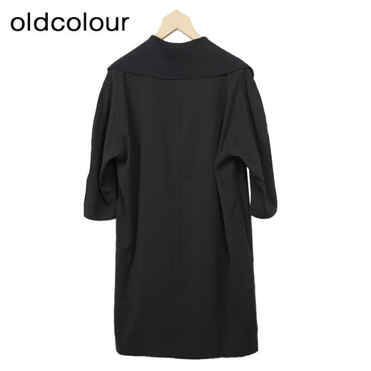 oldcolour黑色简约连衣裙秋季新款直筒显瘦长袖中长裙女O32103253 商品图1