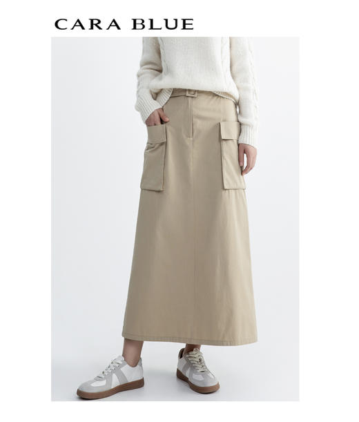 CARA BLUE卡其色休闲工装半裙 商品图3