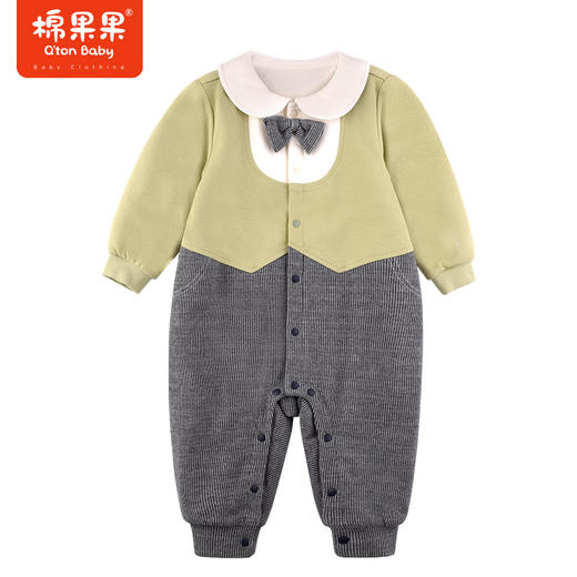 棉果果冬季新品男童斜纹针织对开夹棉连体衣哈衣M412722423686 商品图0