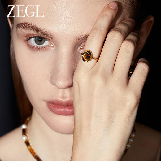 ZEGL法式虎眼石开口戒指女小众设计时尚个性2023年新款指环食指戒 商品图4