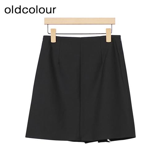 oldcolour黑色半身裙春秋季新款高腰气质设计感A字短裙女O33061372 商品图1