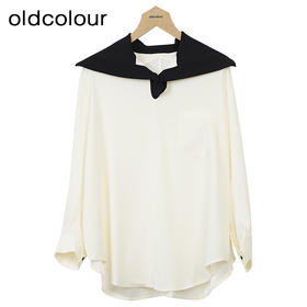 oldcolour简约长袖衬衫春秋季新款撞色宽松时尚套头上衣女O32013254