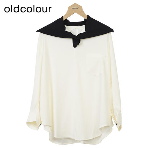 oldcolour简约长袖衬衫春秋季新款撞色宽松时尚套头上衣女O32013254 商品图0