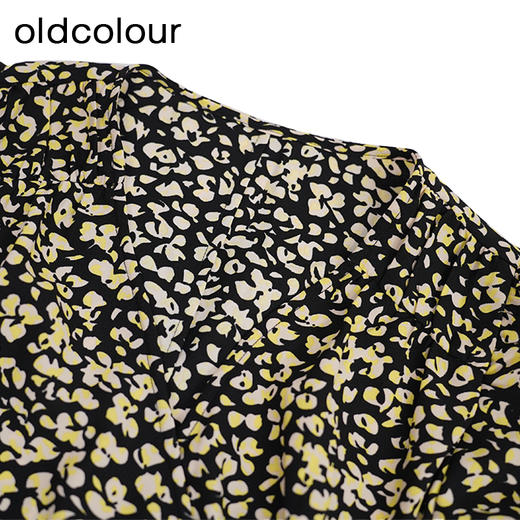 oldcolour复古气质碎花裙秋季新款V领高腰显瘦中长裙GO31103006 商品图3