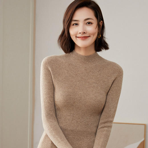 Avann 一线成衣无缝半高抽条/抽条V领/抽条高翻领100%羊毛衫 商品图4