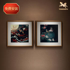 铜师傅 手工錾刻 铜雕画《鹊登梅》《鹊报春》玄关客厅装饰背景画