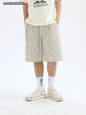 mostwantedlab彩虹MWL-2212061/撞色条纹印花五分裤