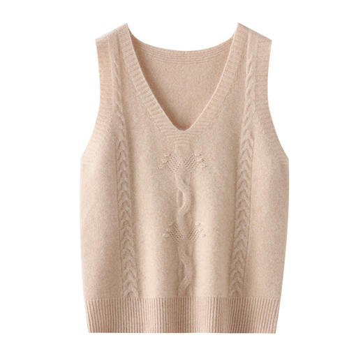 春秋新款打底针织软糯质感马夹宽松V领无袖坎肩毛衣QH-RY370 商品图4