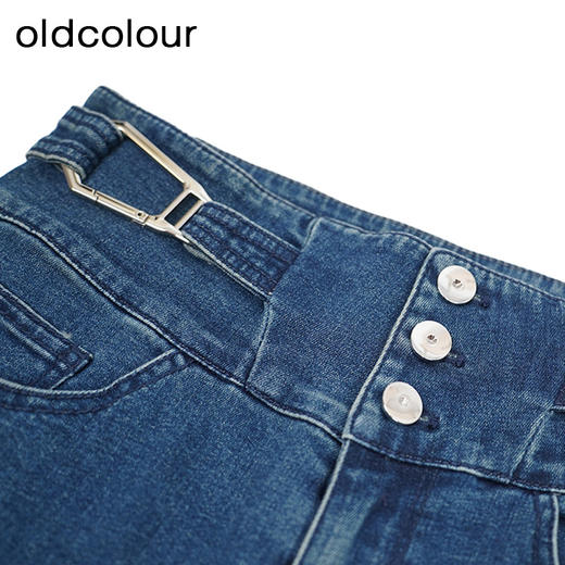 oldcolour高腰气质牛仔裤秋季新款修身显瘦直筒长裤女O33113145 商品图2