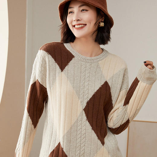 Avann菱形圆领纯羊毛衫-314 商品图2