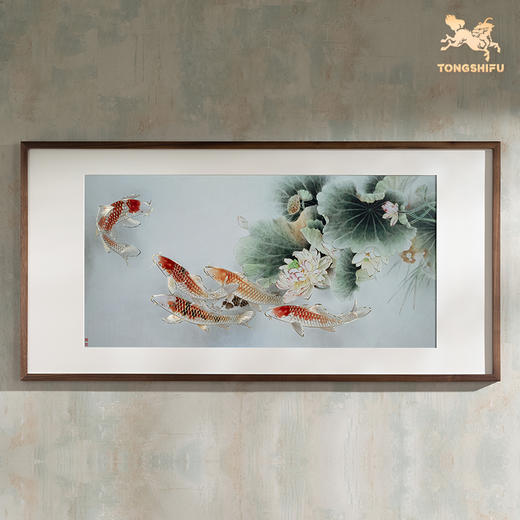 铜师傅 手工錾刻 铜雕画《锦鲤欢荷》客厅玄关沙发背景墙装饰画 商品图2