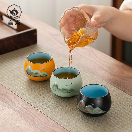「五只礼盒装！三款可选」创意国潮复古茶杯节日礼品单杯陶瓷茶碗品茗杯主人杯礼盒商务送礼餐饮用具 商品图1