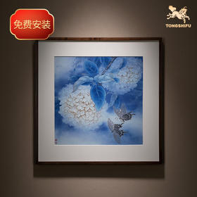 铜师傅 手工錾刻 铜雕画《绣球蝴蝶》客厅玄关沙发背景墙装饰画
